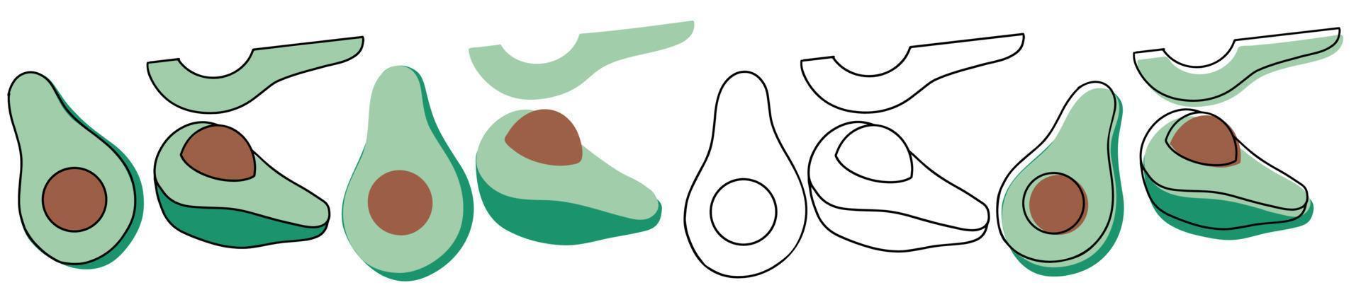 avocado pezzi impostato isolato su bianca sfondo design elemento biologico cibo vettore