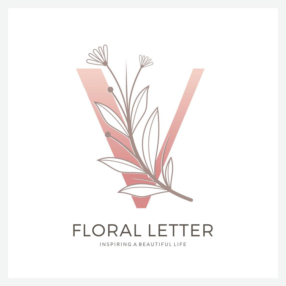 lettera v floreale logo adatto per cosmetico bellezza e Altro. vettore