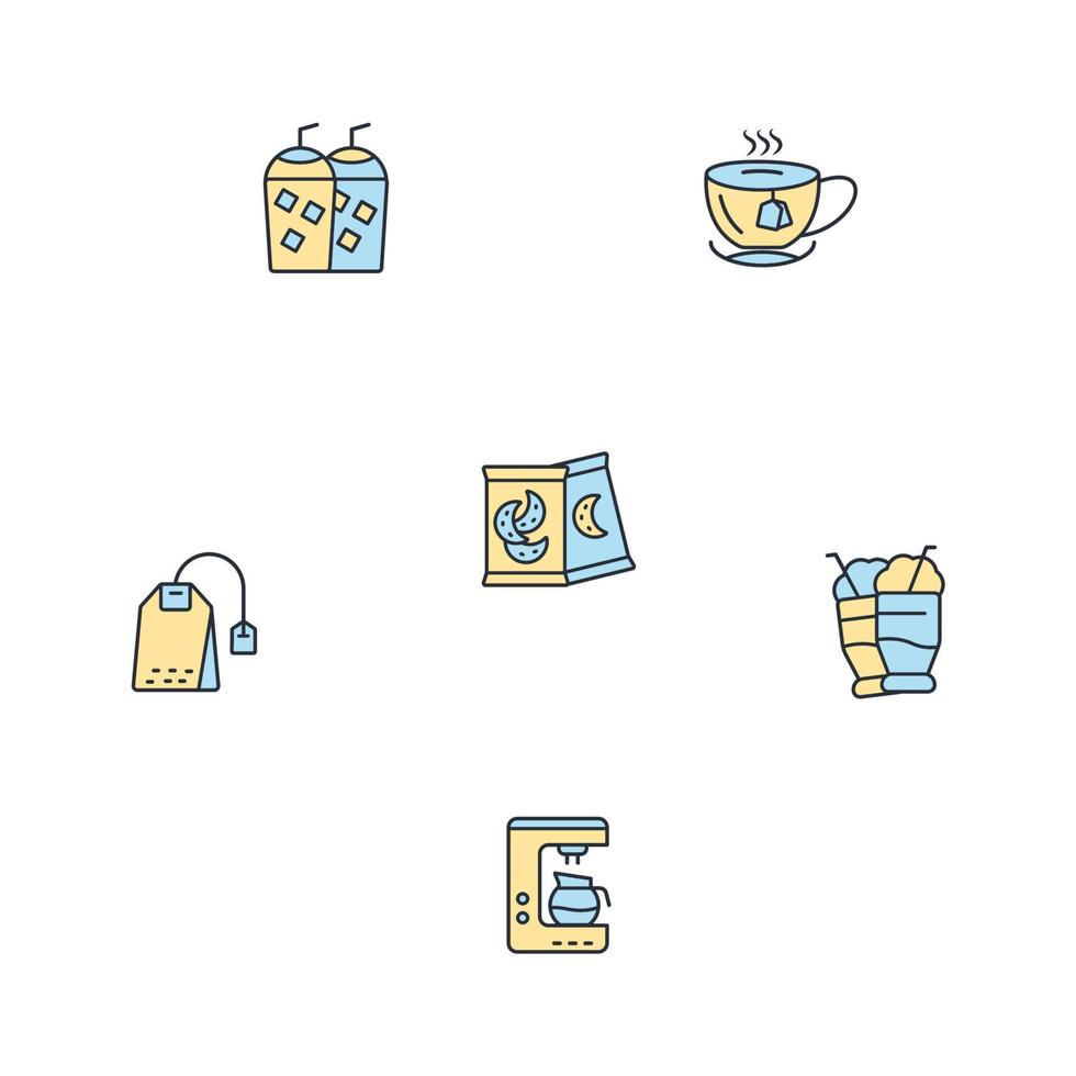 tè caffè negozio icone impostato . tè caffè negozio imballare simbolo vettore elementi per Infografica ragnatela