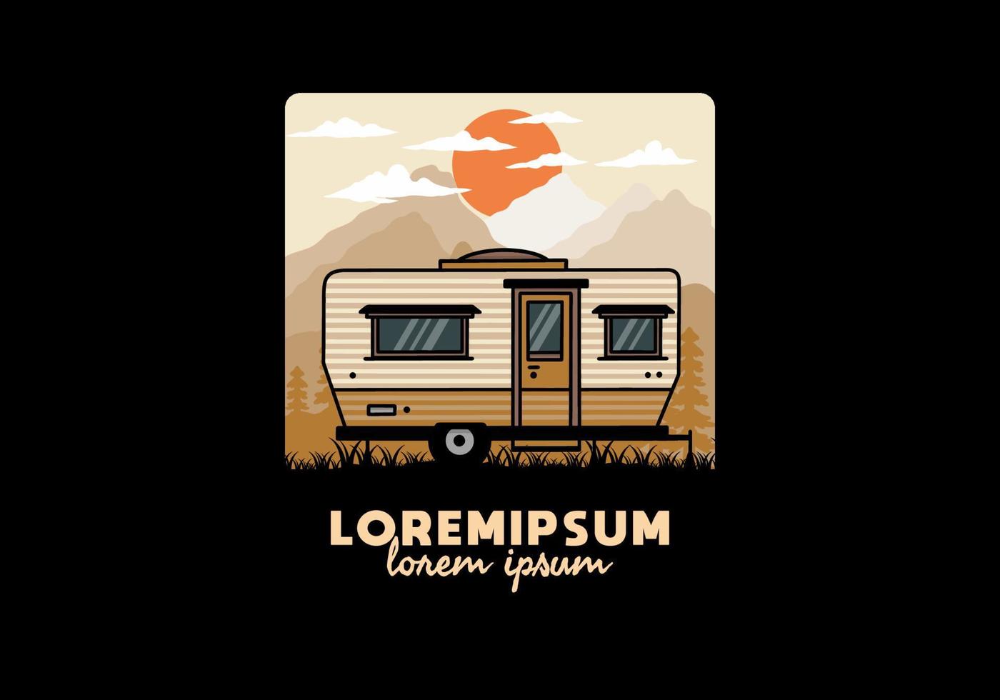 lacrima furgone camper illustrazione distintivo design vettore