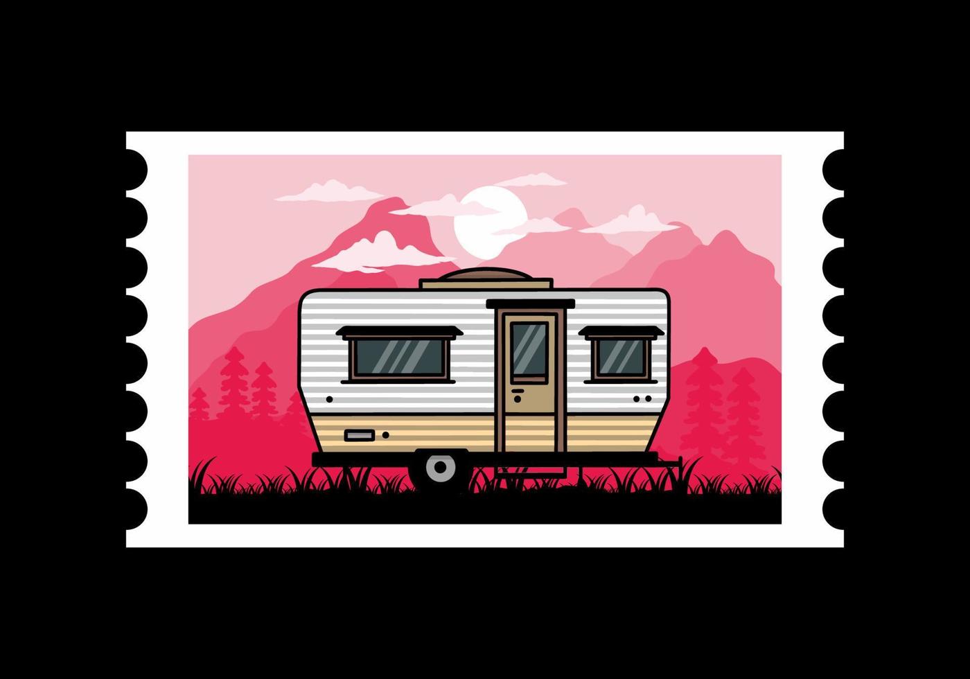 lacrima furgone camper illustrazione distintivo design vettore