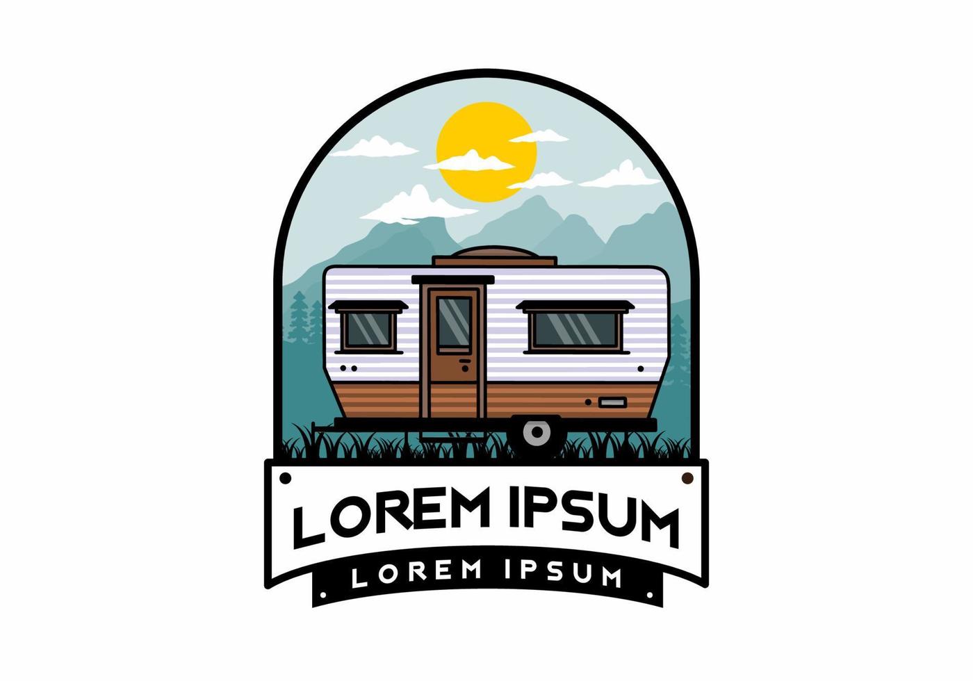 lacrima furgone camper illustrazione distintivo design vettore