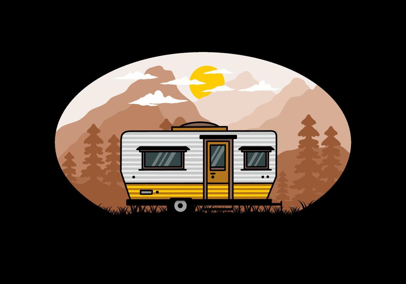 lacrima furgone camper illustrazione distintivo design vettore