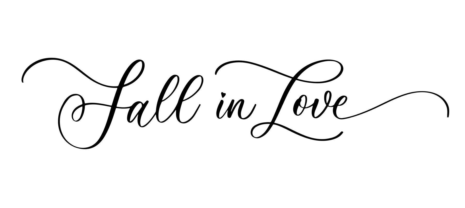 autunno nel amore calligrafia iscrizione. frase per San Valentino giorno. inchiostro illustrazione. moderno spazzola calligrafia. isolato su bianca sfondo. vettore