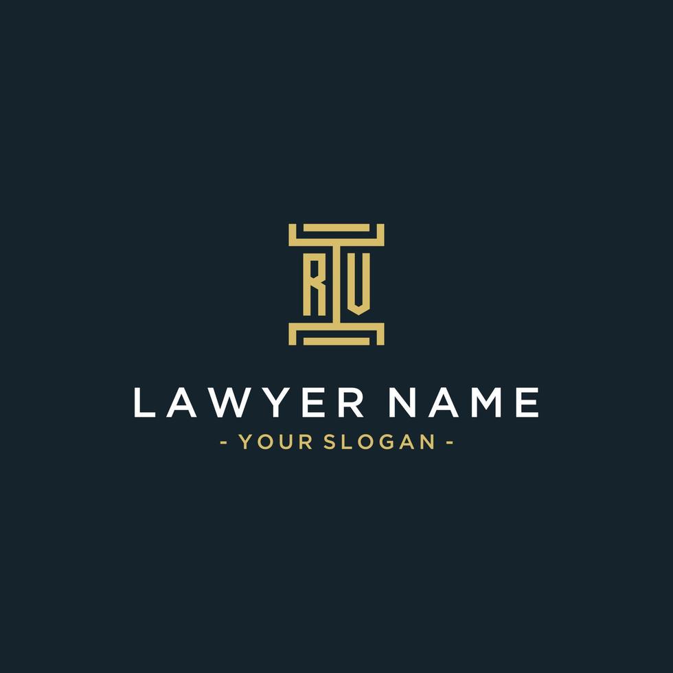 rv iniziale logo monogramma design per legale, avvocato, procuratore e legge azienda vettore