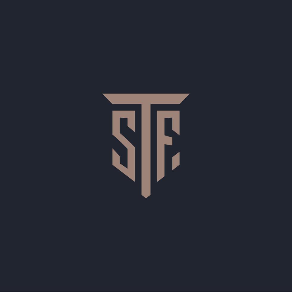 sf iniziale logo monogramma con pilastro icona design vettore