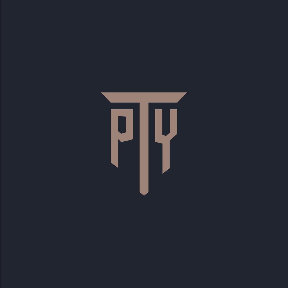 pi iniziale logo monogramma con pilastro icona design vettore