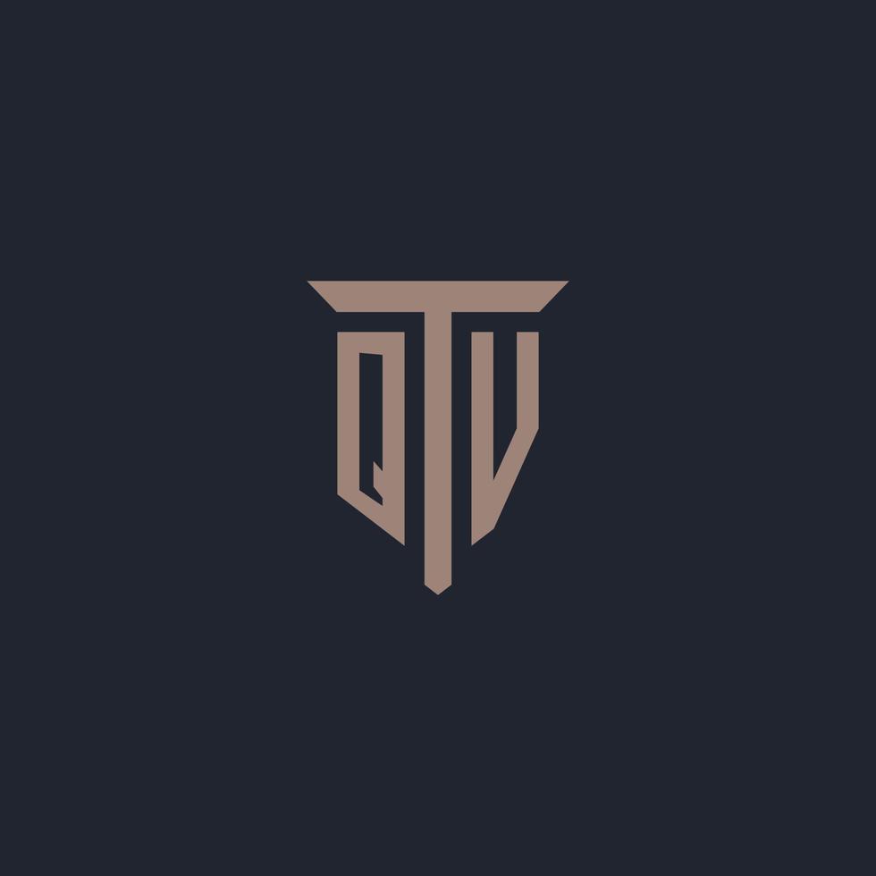 qv iniziale logo monogramma con pilastro icona design vettore