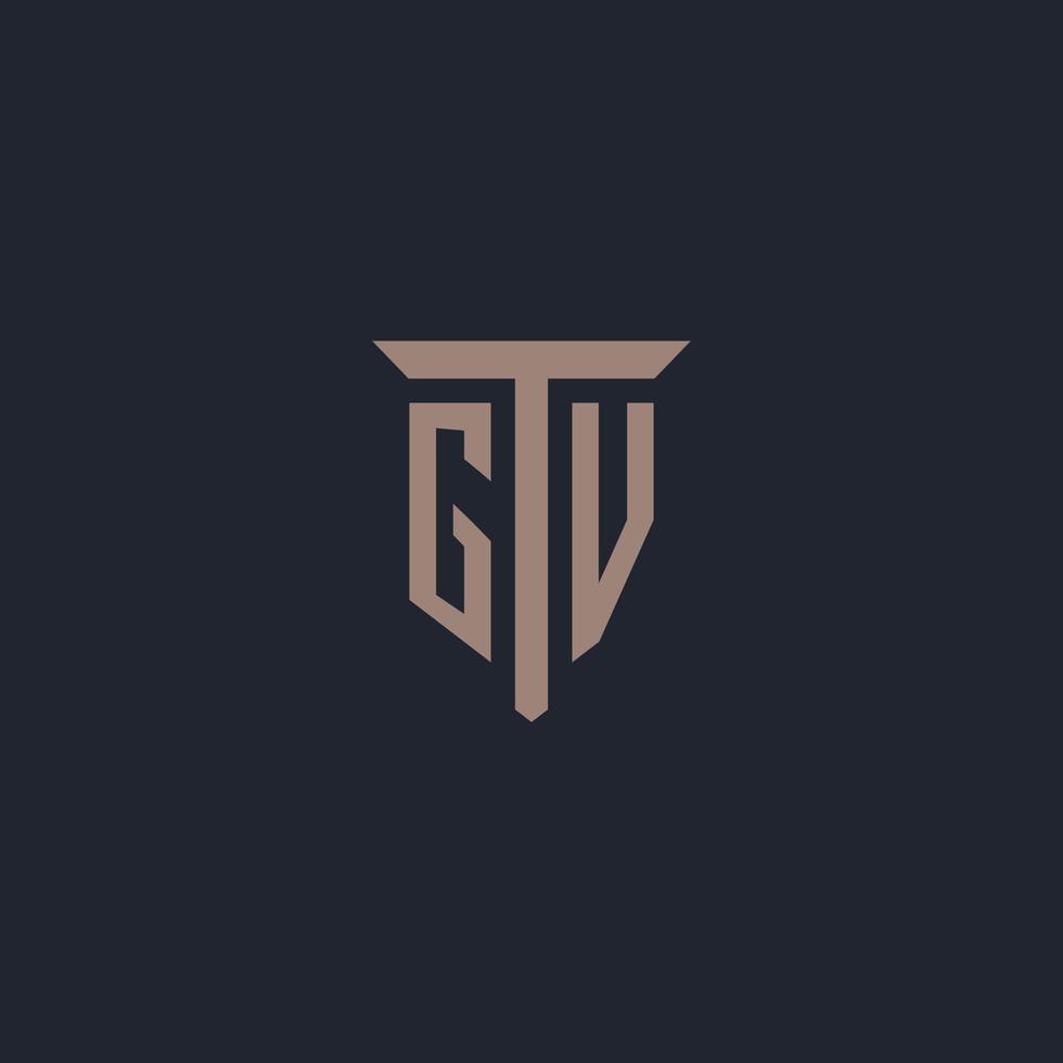 gv iniziale logo monogramma con pilastro icona design vettore