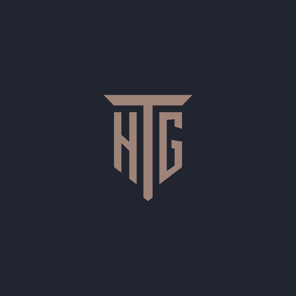 hg iniziale logo monogramma con pilastro icona design vettore