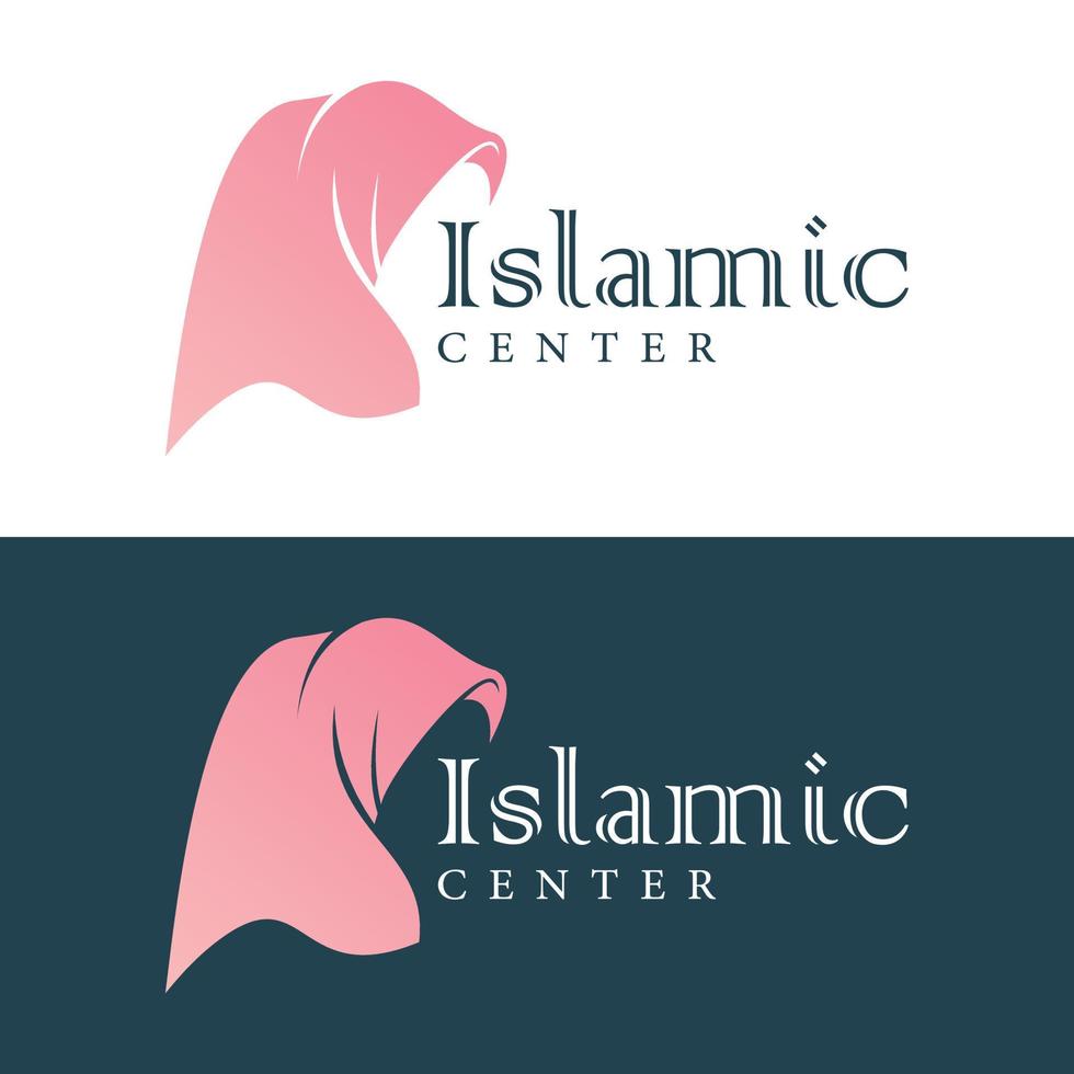 hijab donne logo design per islamico centri, musulmano donne e altri vettore