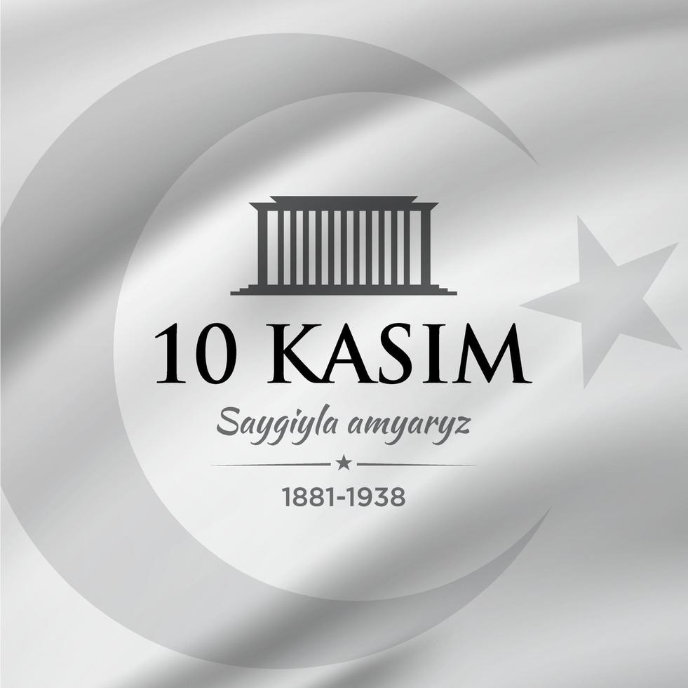 anniversario Morte di mustafa kemal ataturk tradurre 10 kasim ataturk'u anma gunu. novembre 10 vettore