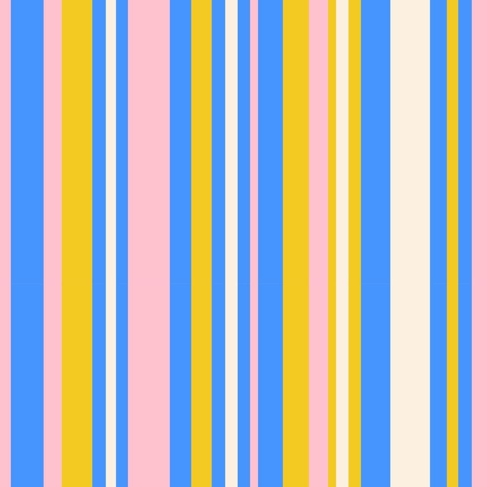 senza soluzione di continuità estate modello con colorato verticale Linee nel luminosa blu, rosa, giallo colori. vettore