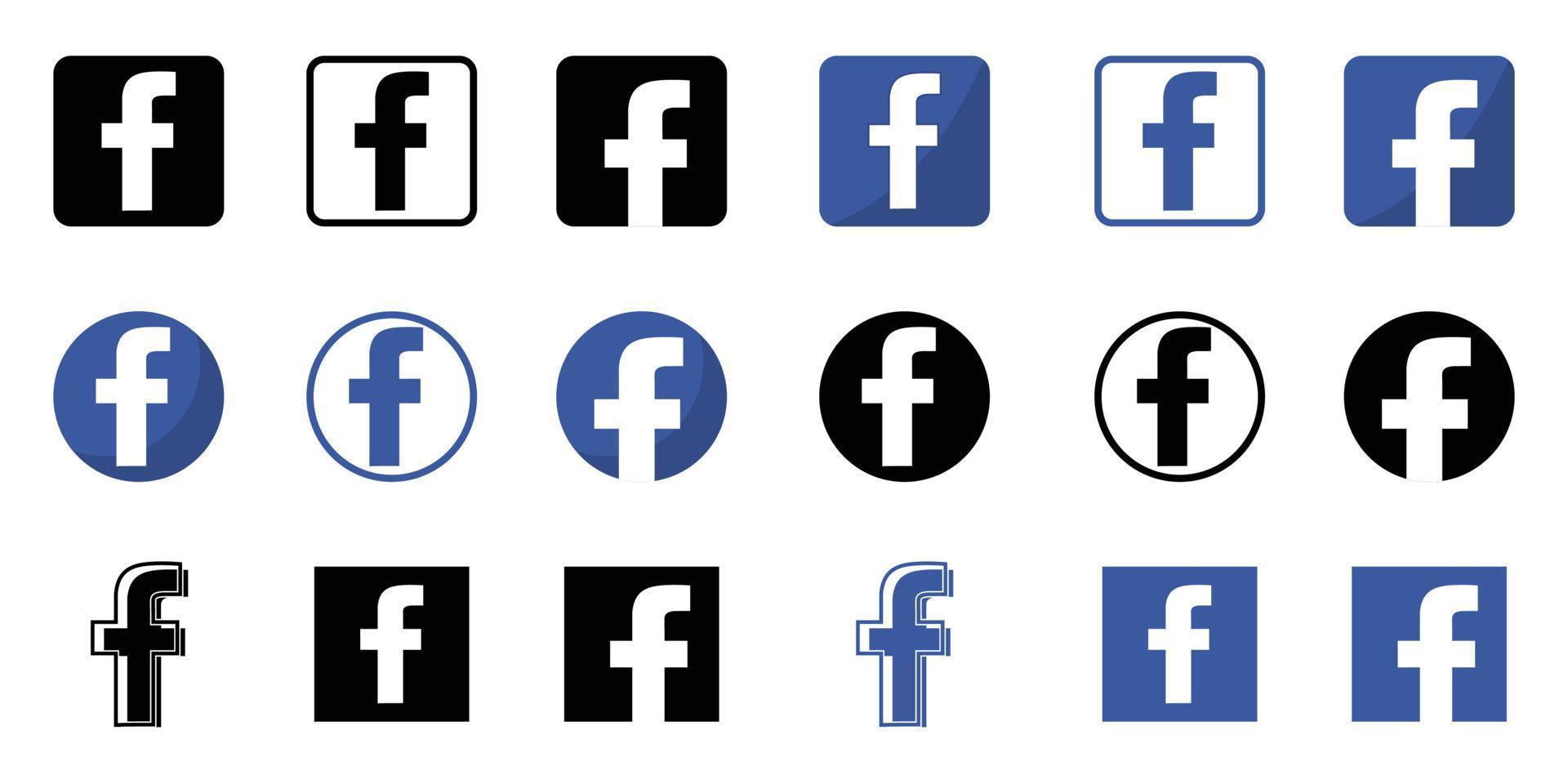 collezione di Facebook loghi stampato su bianca carta.facebook è un' popolare sociale networking servizio. vettore