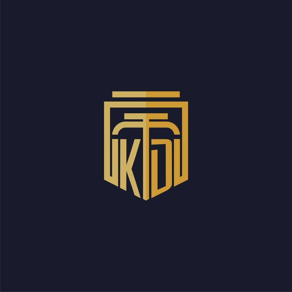 kd iniziale monogramma logo elegante con scudo stile design per parete murale studio legale gioco vettore