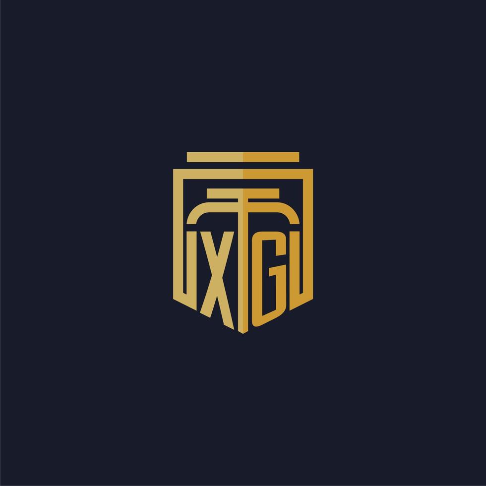 xg iniziale monogramma logo elegante con scudo stile design per parete murale studio legale gioco vettore