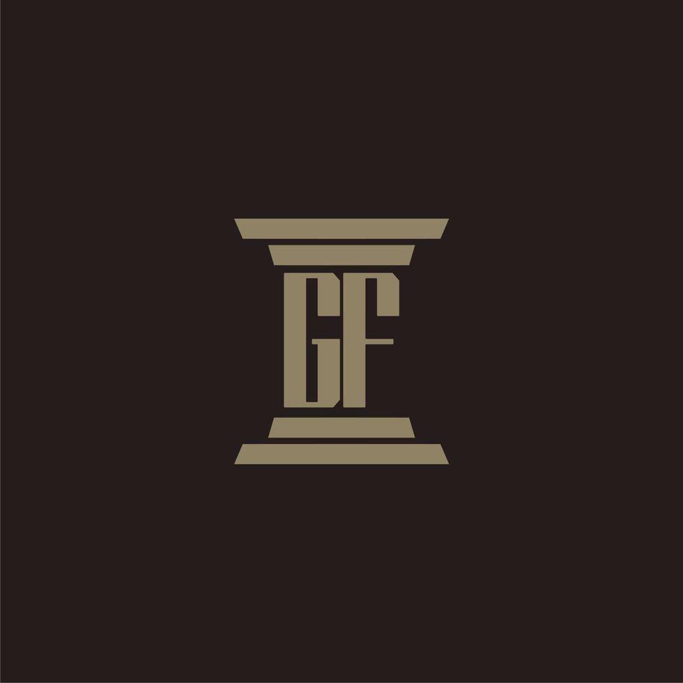 gf monogramma iniziale logo per studio legale con pilastro design vettore