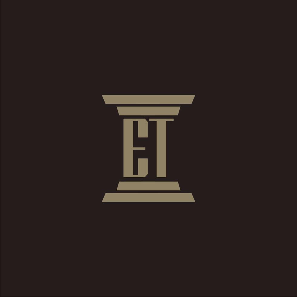 et monogramma iniziale logo per studio legale con pilastro design vettore