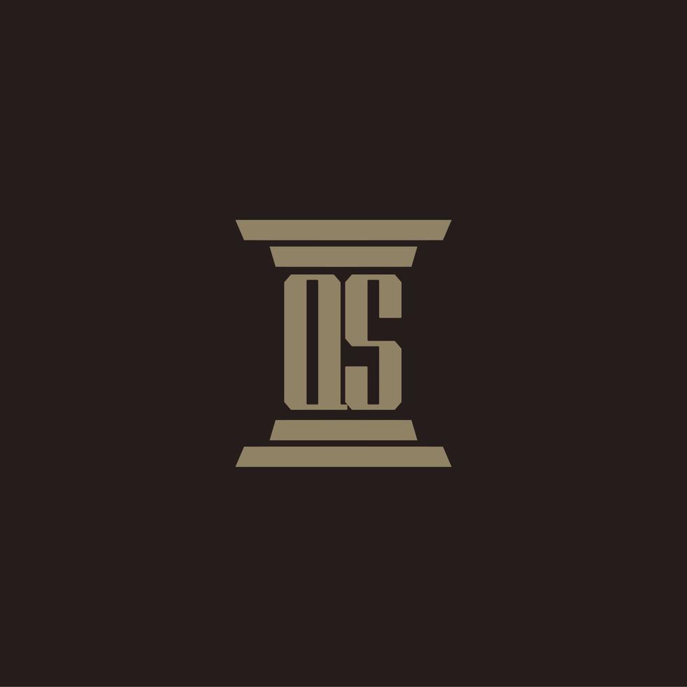 qs monogramma iniziale logo per studio legale con pilastro design vettore