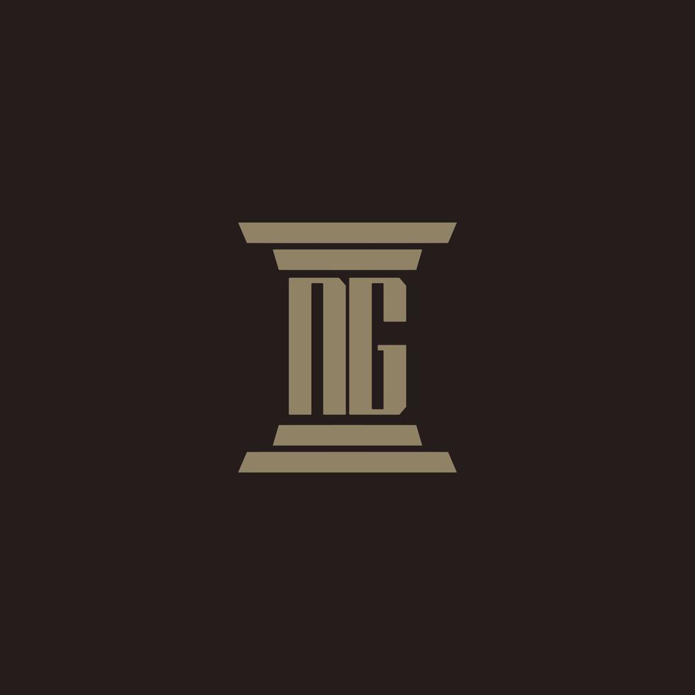 ng monogramma iniziale logo per studio legale con pilastro design vettore
