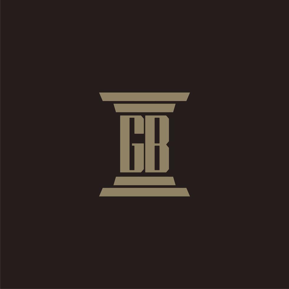 gb monogramma iniziale logo per studio legale con pilastro design vettore