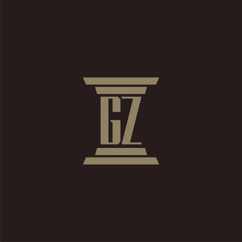 gz monogramma iniziale logo per studio legale con pilastro design vettore