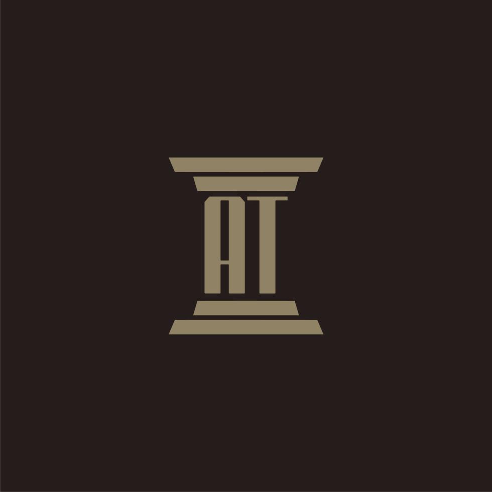 a monogramma iniziale logo per studio legale con pilastro design vettore