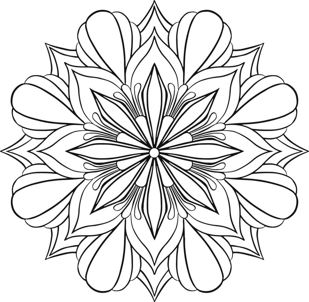 mandala in bianco e nero per colorare. illustrazione vettoriale