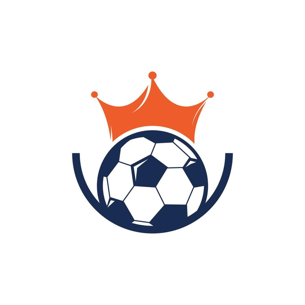 calcio re vettore logo design. calcio e corona icona design.