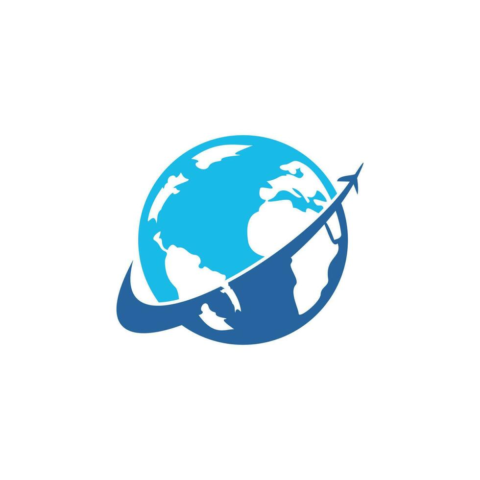 viaggio mondo vettore logo design modello. aereo e mondo simbolo o icona.