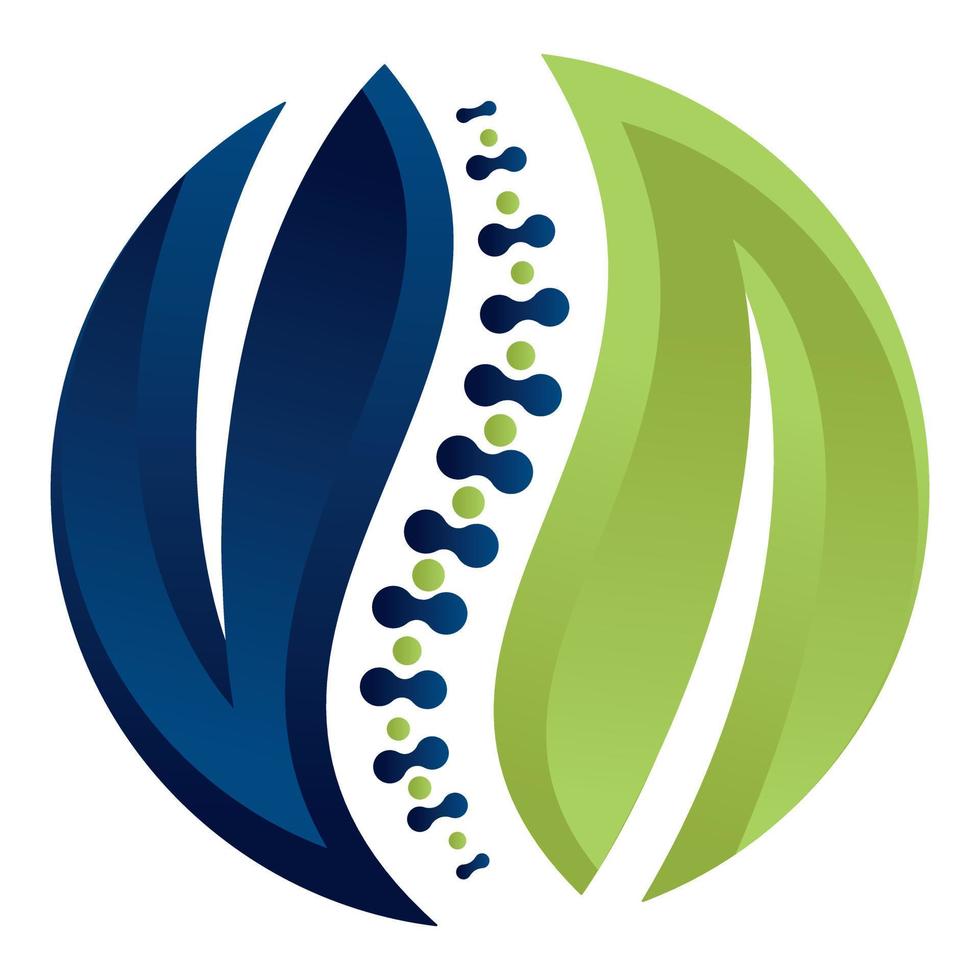 chiropratica logo design vettore illustrazione. colonna vertebrale cura biologico logo.