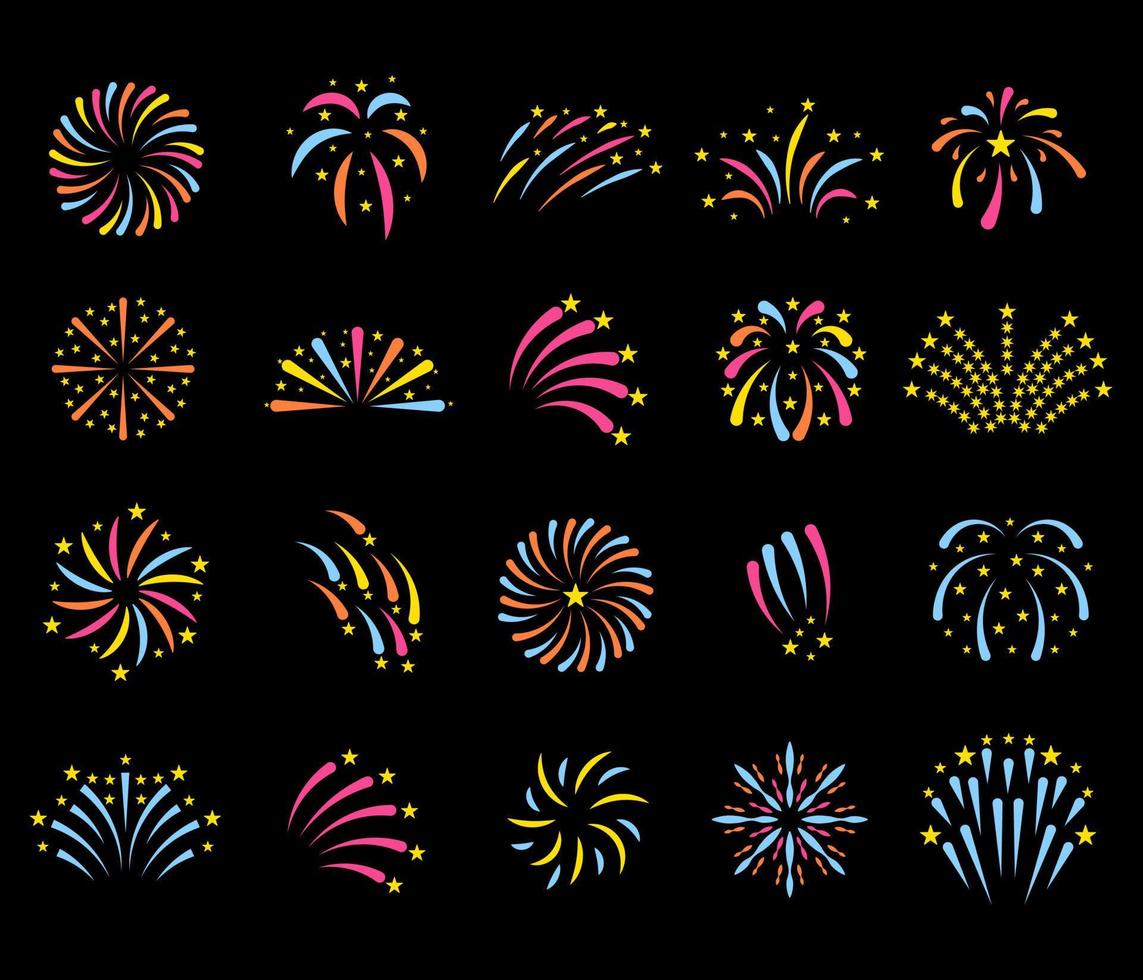 impostato colorato fuochi d'artificio bomba. nuovo anno pieno di fuochi d'artificio vettore