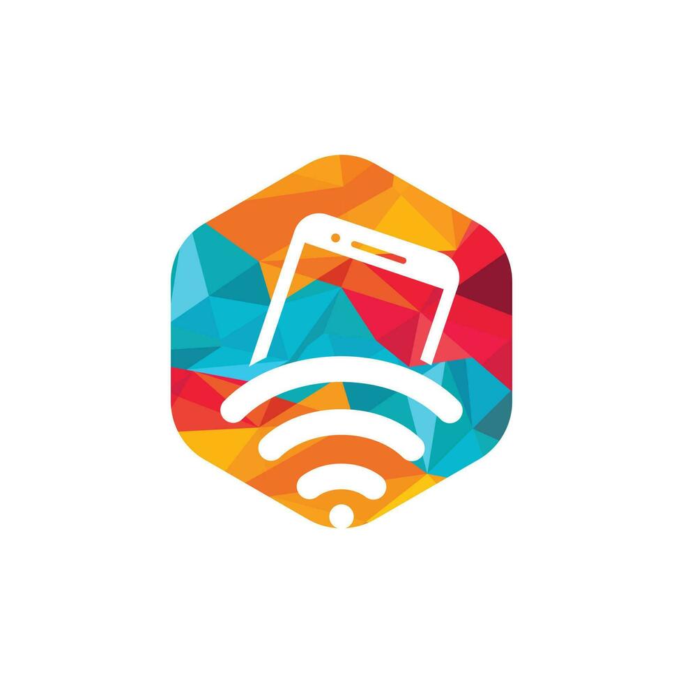 Wi-Fi Internet e mobile logo design. mobile Wi-Fi condivisione simbolo. mobile tecnologia cartello vettore