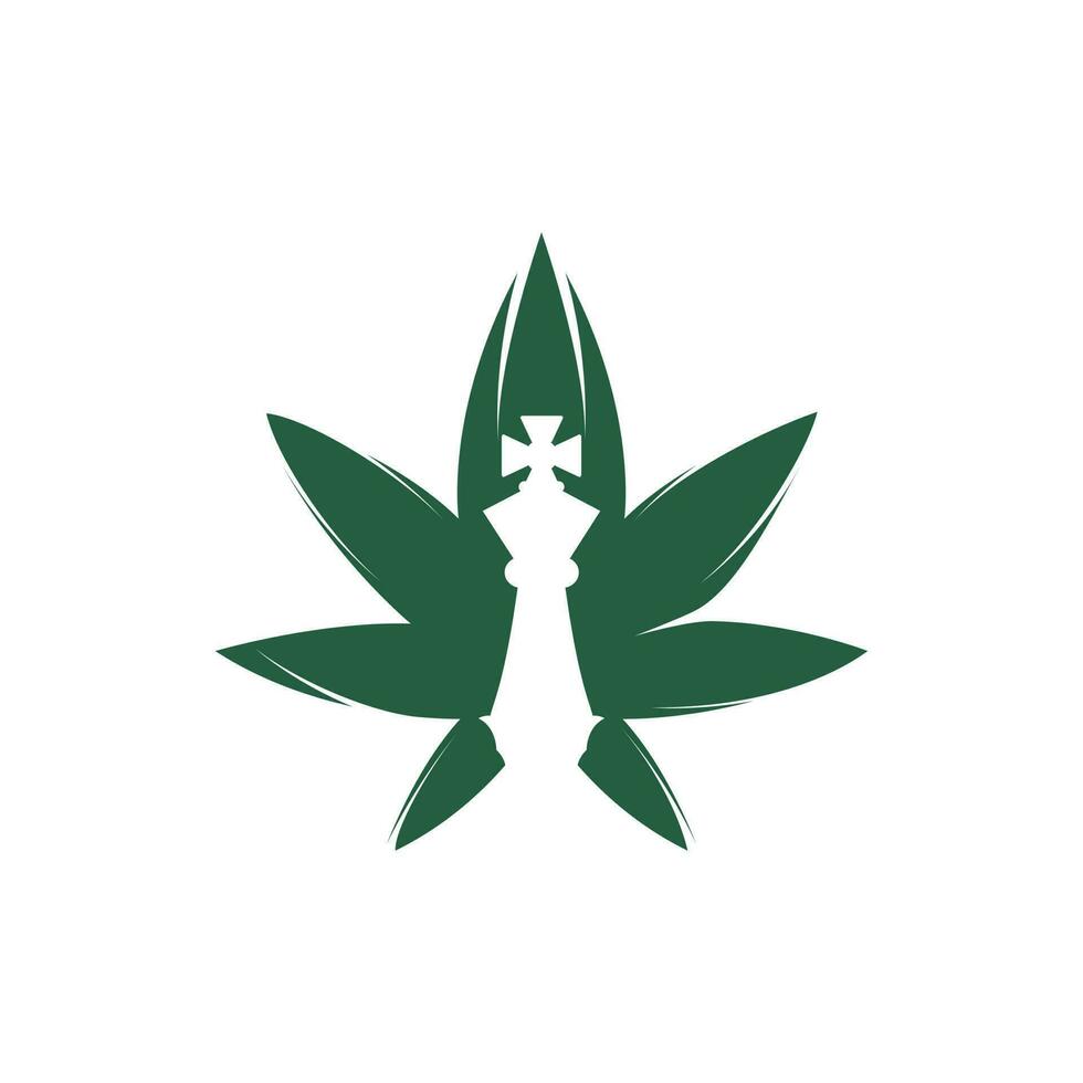 canapa scacchi vettore logo design. marijuana foglia e scacchi icona logo.