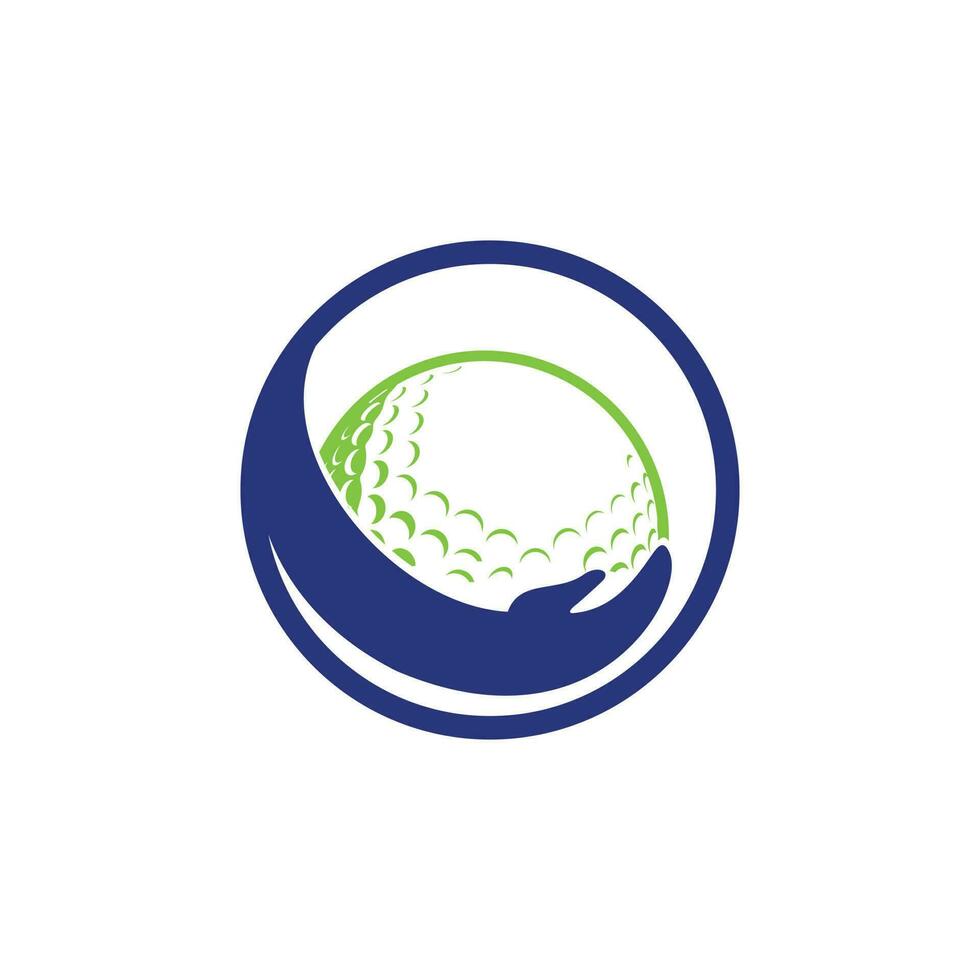 golf cura vettore logo design modello. golf palla e mano icona.