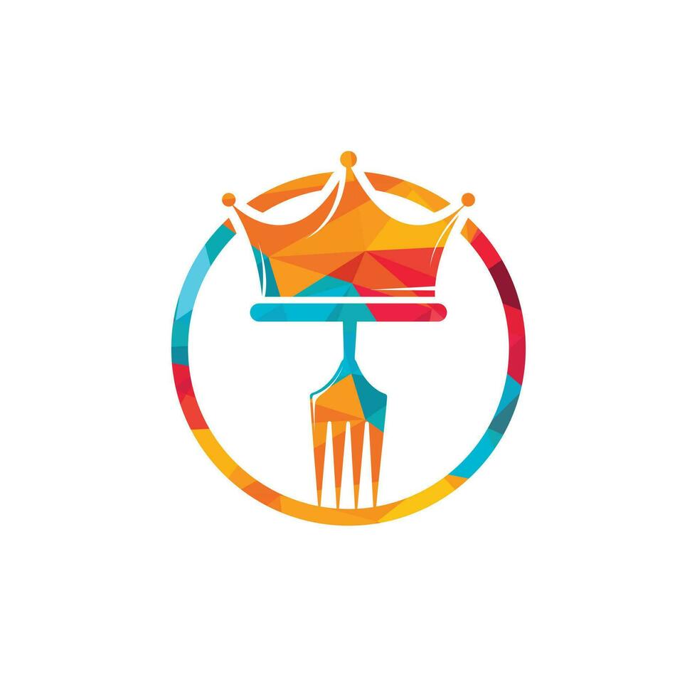 re cibo vettore logo design. forchetta con corona per ristorante logo modello design.