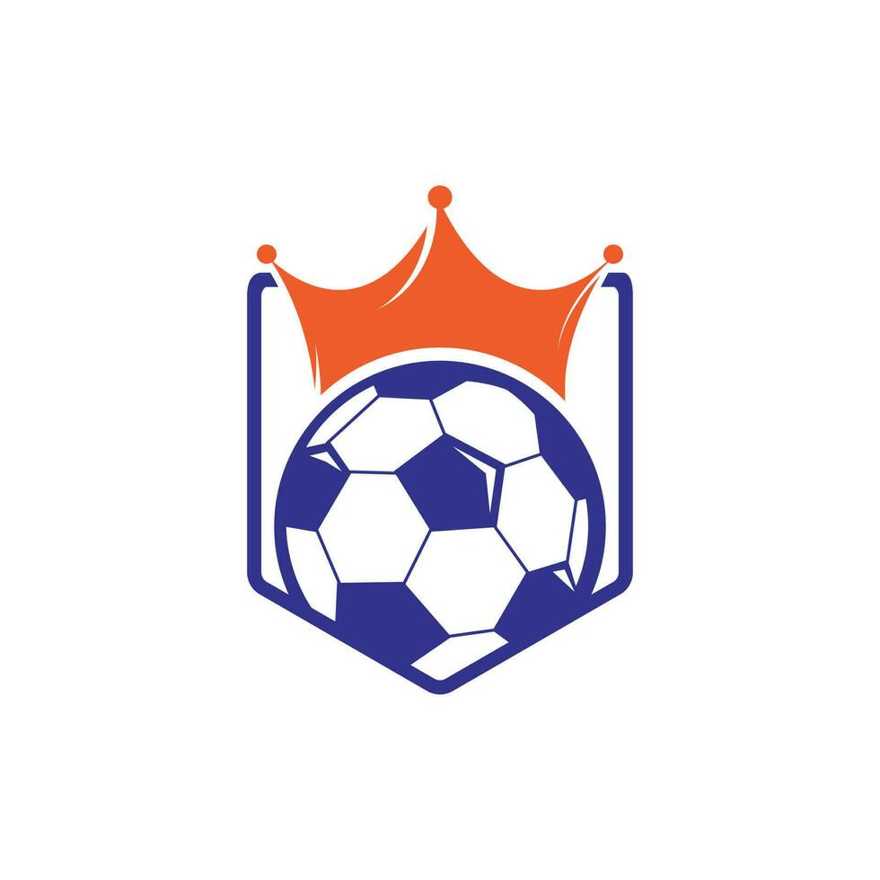 calcio re vettore logo design. calcio e corona icona design.