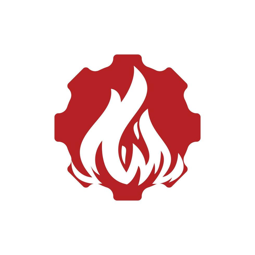 Ingranaggio e fuoco vettore logo design modello.