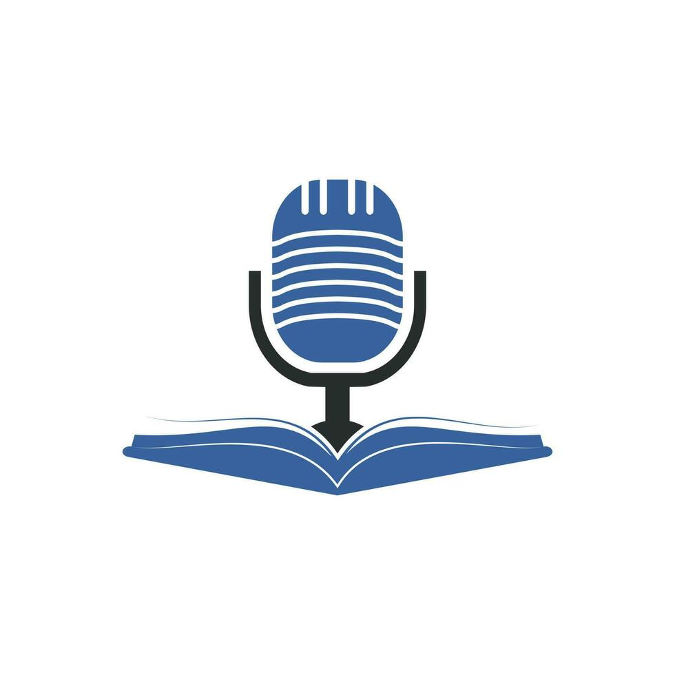 Podcast libro vettore logo design. formazione scolastica Podcast logo concetto.
