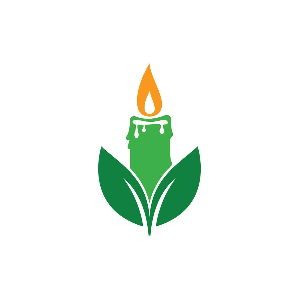 candela foglia vettore logo design. eco candela logo design concetto.