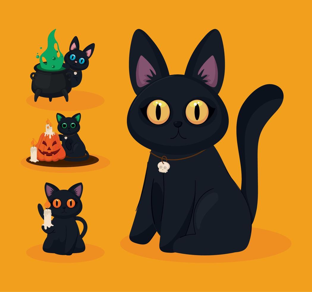 Halloween gatto, icona collezione vettore