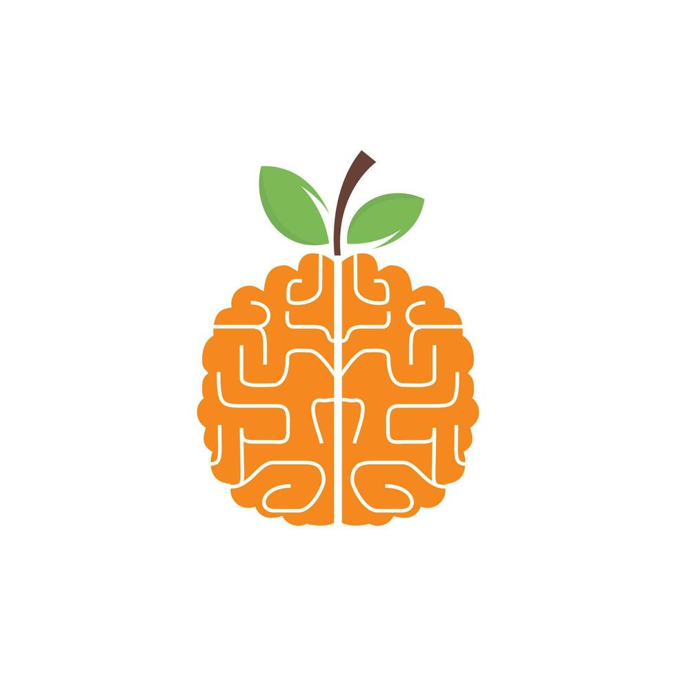 arancia cervello vettore logo design. logo di un' frutta stile cervello.