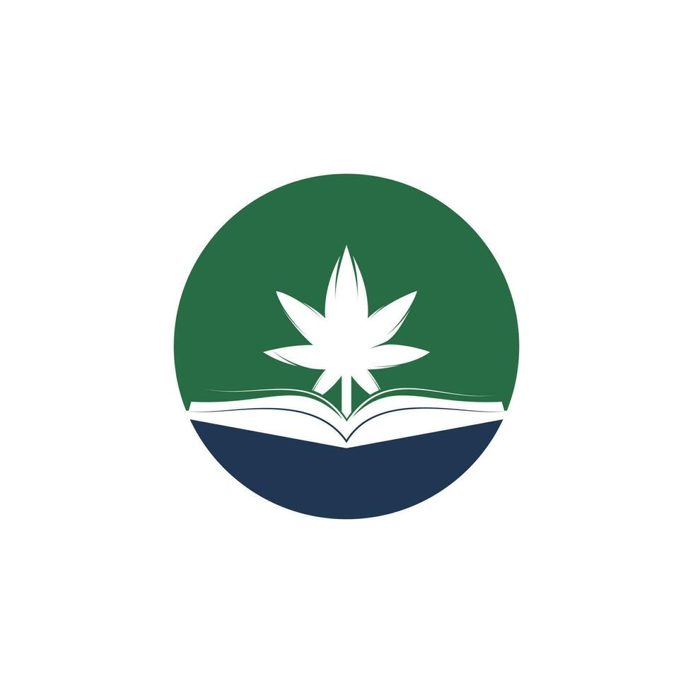 libro e marijuana simbolo logo modello. adatto per medico formazione scolastica. vettore