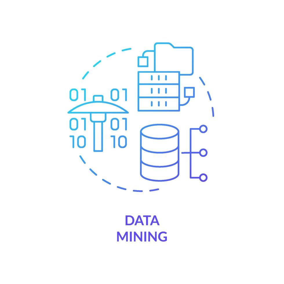 dati estrazione blu pendenza concetto icona. attività commerciale intelligenza tecnica astratto idea magro linea illustrazione. analizzando set di dati volumi. isolato schema disegno. vettore