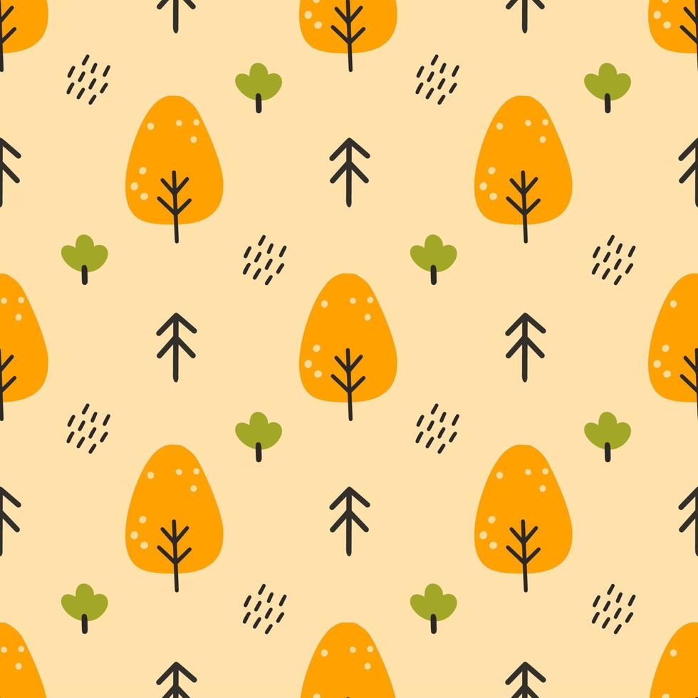 autunno foresta. senza soluzione di continuità modello per cucire Abiti e stampa su tessuto. alberi. abete rosso e betulla. vettore illustrazione.