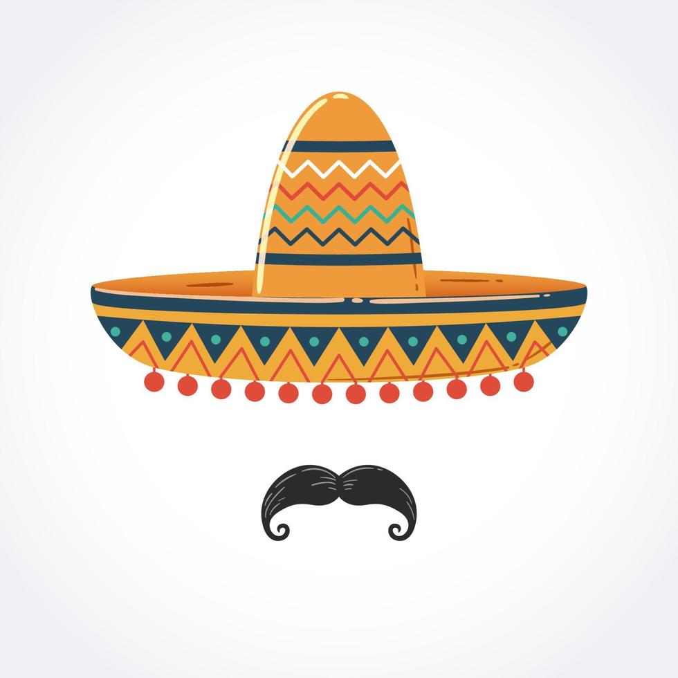 messicano sombrero con baffi vettore