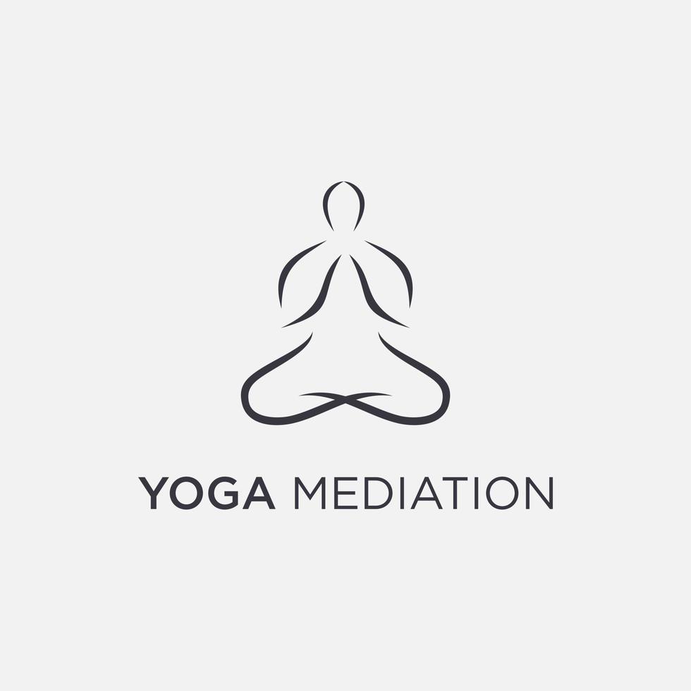 meditazione yoga linea logo design vettore