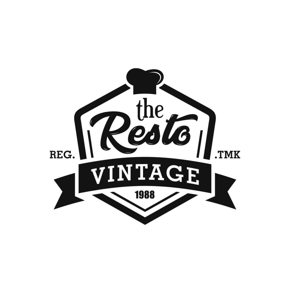 Vintage ▾ cibo e ristorante logo vettore modello