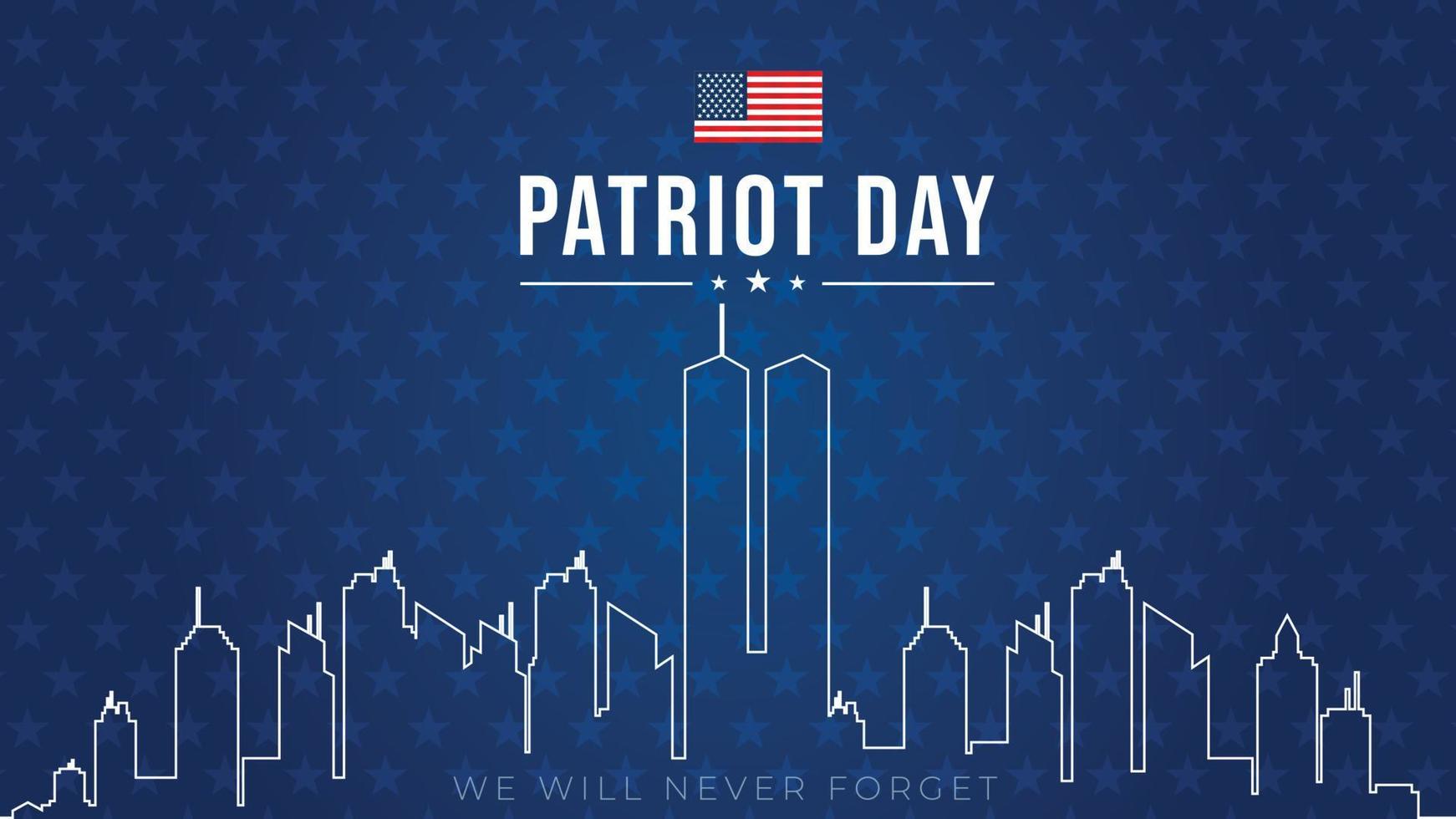 torri gemelle nello skyline di new york city. 11 settembre 2001 poster vettoriale. patriot day, 11 settembre, non dimenticheremo mai, sfondo con silhouette di new york city. vettore