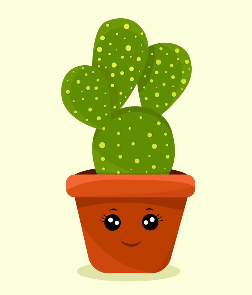carino cactus nel un' pentola in vaso pianta personaggio vettore